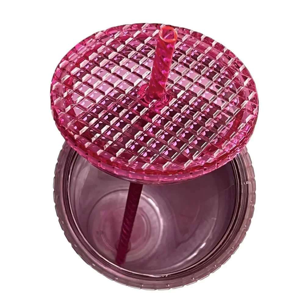 Starbucks 2023 Grid Bubblegum Gradient Pink Silver Iridescent Tumbler Cup 24 oz